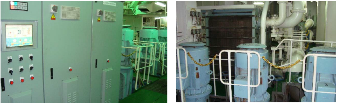 Aspect of the SW circulation cooling pumps and respective Variable Speed Drives (left).